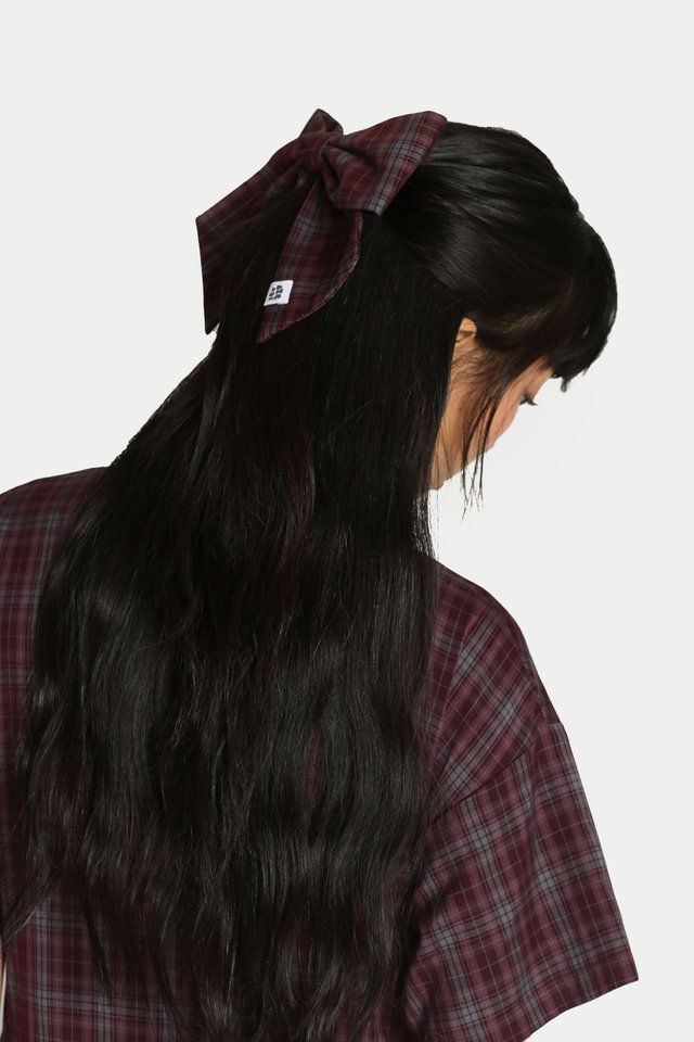 JUMBOW HAIR CLIP IN ACAI CHECKS