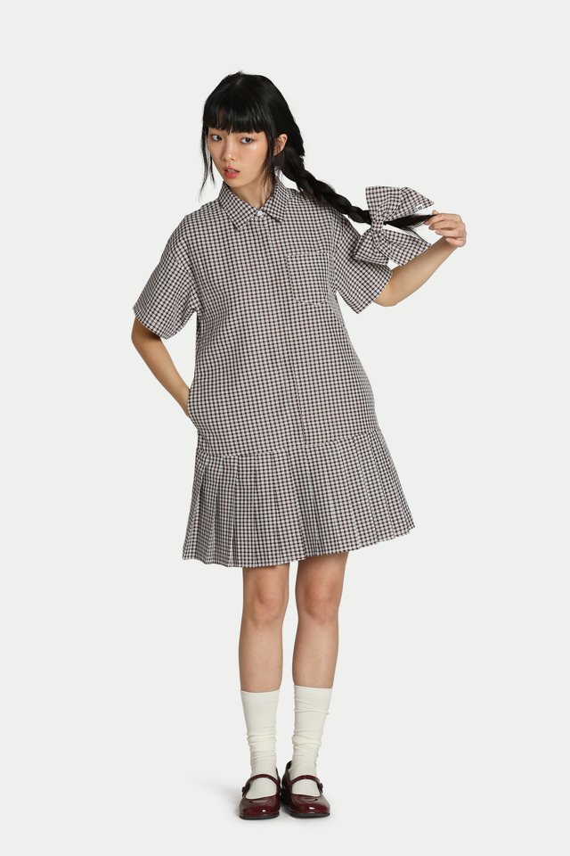 JUMBOW HAIR CLIP IN COCO/WHITE CHECKS
