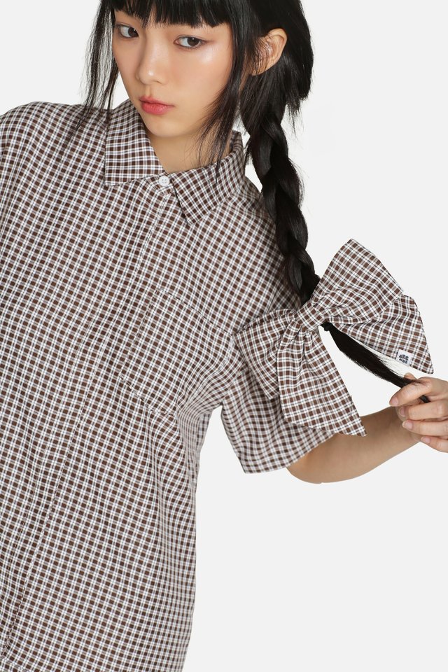 JUMBOW HAIR CLIP IN COCO/WHITE CHECKS