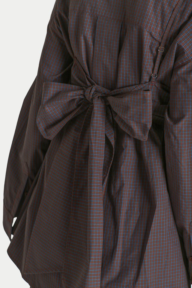 JUNYA TWO PIECE BRALETTE SHIRT IN BRUNETTE CHECKS