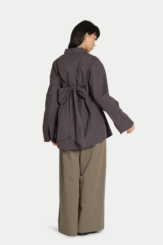 JUNYA TWO PIECE BRALETTE SHIRT IN BRUNETTE CHECKS