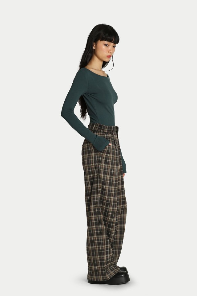 JURIN DRAPE SUIT PANTS IN JUNIPER CHECKS