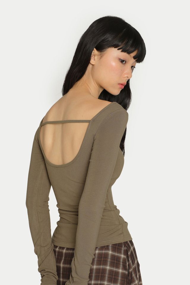 DIONE LONG LINE U-BACK TOP IN HOJICHA