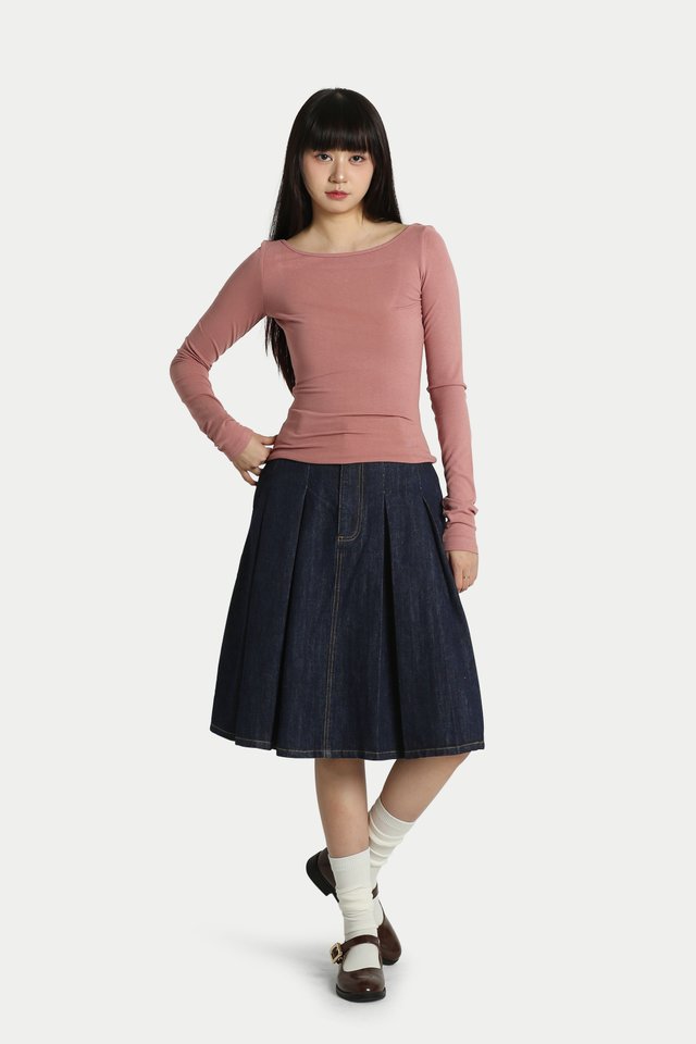 DIONE LONG LINE U-BACK TOP IN BLUSH