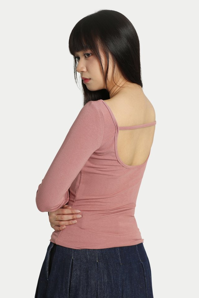 DIONE LONG LINE U-BACK TOP IN BLUSH