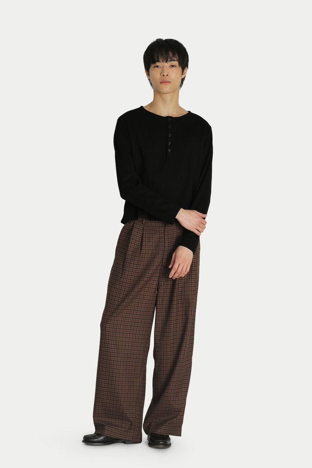 WEST CROPPED HENLEY TOP IN BLACK