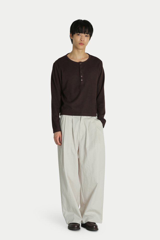 JAVI DOUBLE PLEAT CURVE TROUSERS IN BONE