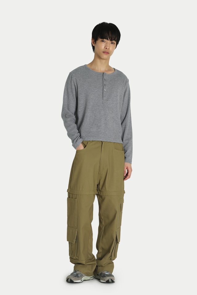 WEST CROPPED HENLEY TOP IN HEATHER