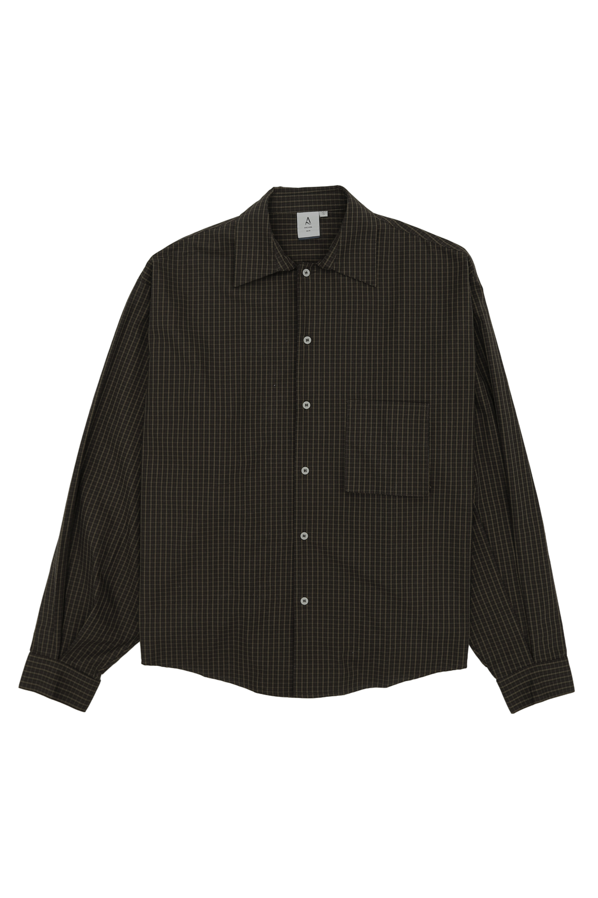 ALTON CHECKED OVERSIZED POCKET SHIRT IN BLACK