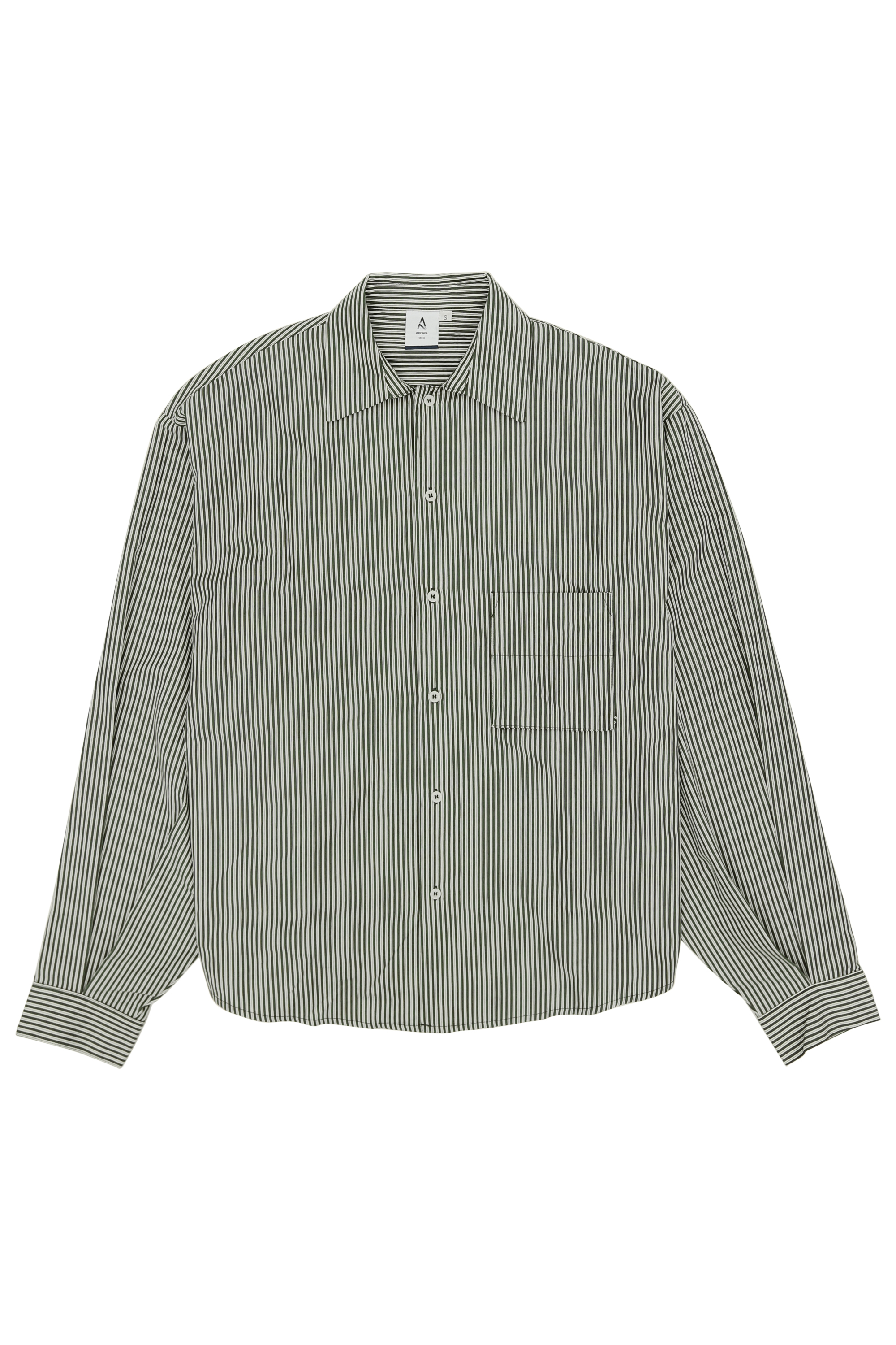 ALTON STRIPED OVERSIZED POCKET SHIRT IN OLIVE