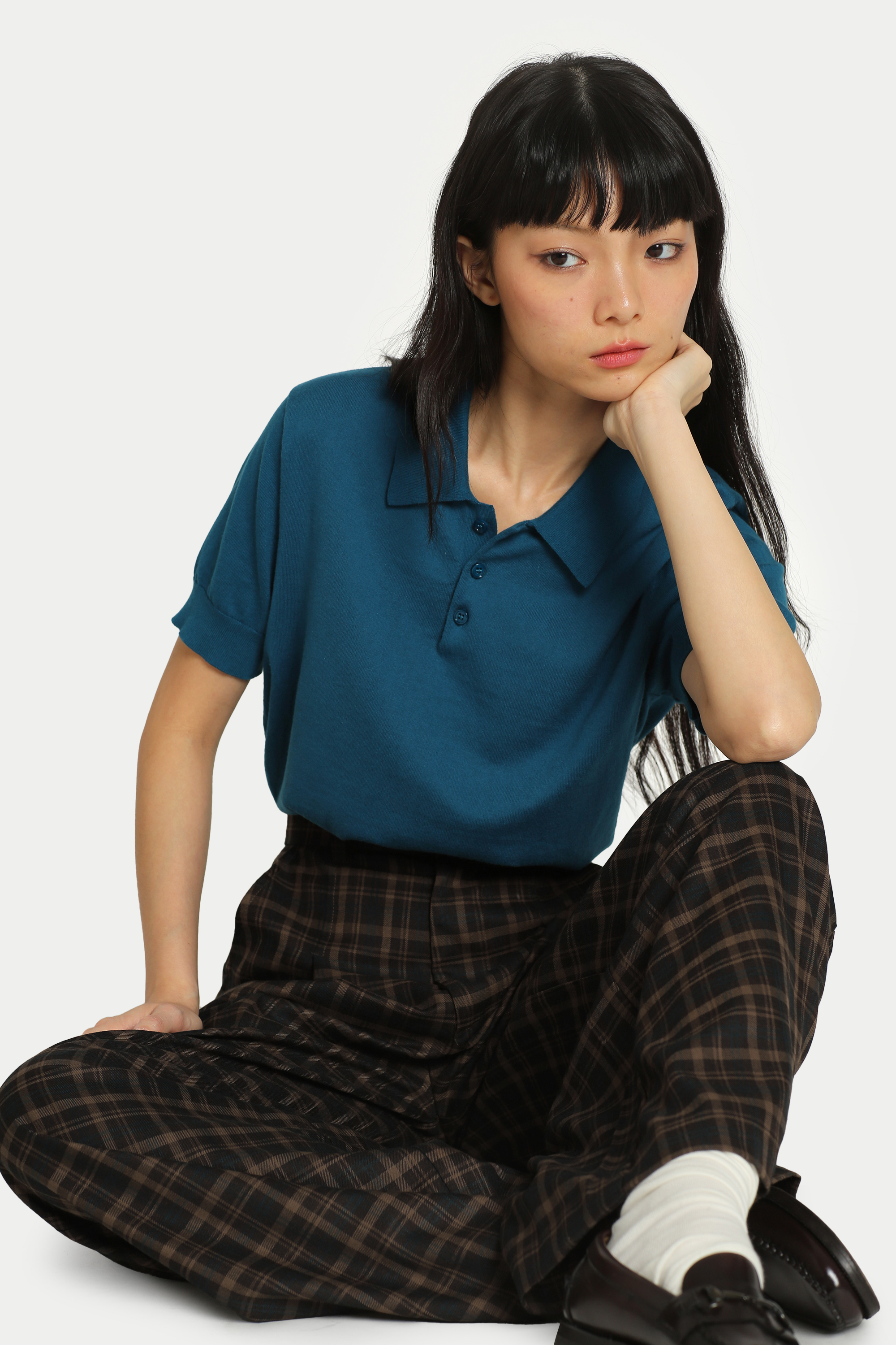 BEAM SHORT SLEEVE KNIT POLO IN PRUSSIAN BLUE