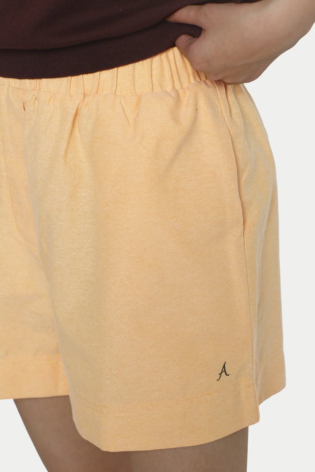 ARCADE GINNY OXFORD BOXER SHORTS IN BUTTER