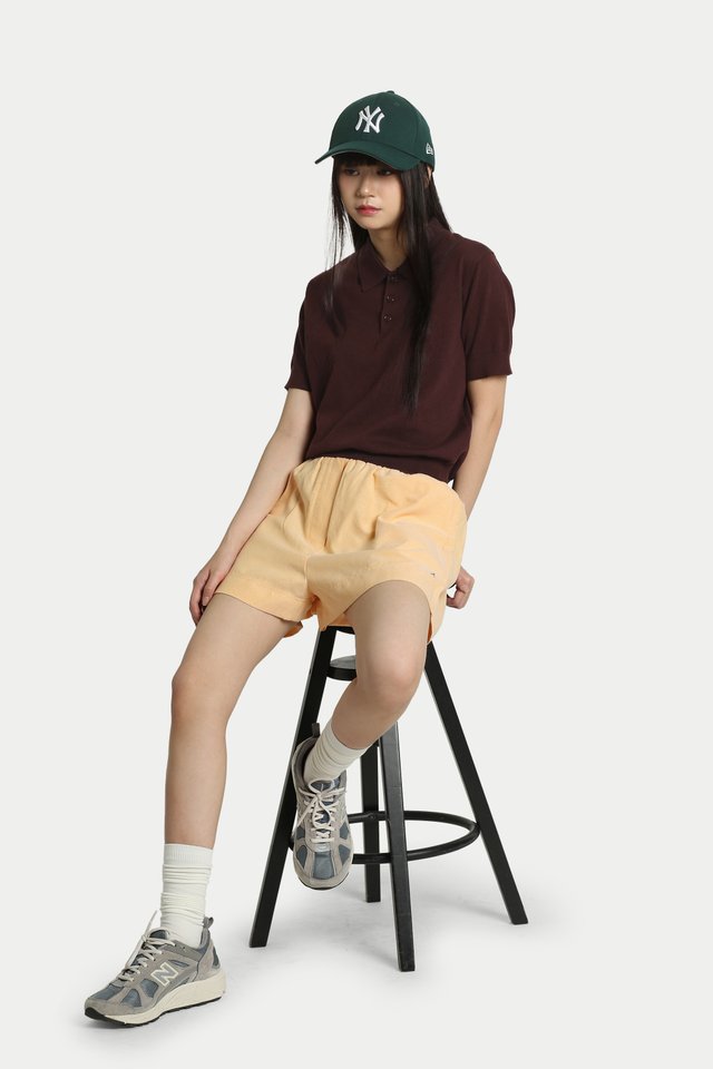 ARCADE GINNY OXFORD BOXER SHORTS IN BUTTER