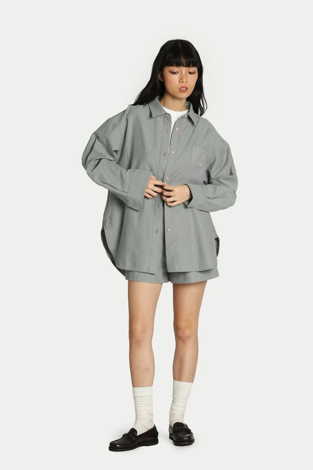ARCADE SUNNY OXFORD OVERSIZED SHIRT IN CACTUS