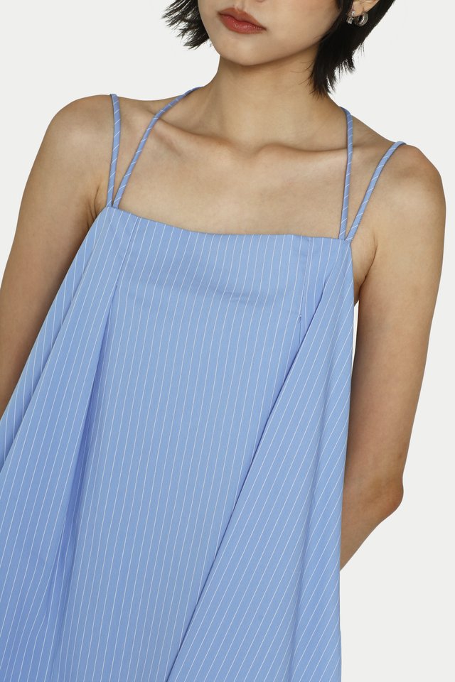 BUNNY LONGLINE BABYDOLL TIE TOP IN SKY STRIPES