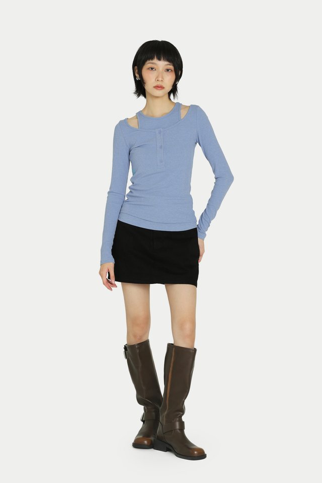 KENDRA DOUBLE LAYER RIBBED TOP IN BLUEBERRIES