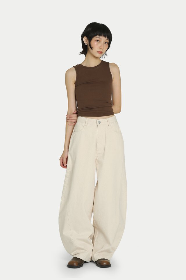 ROXY SLIM FITTED TANK TOP IN UMBER