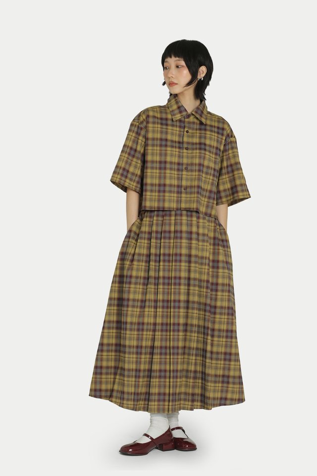 SAKI BACK RIBBON CROP SHIRT IN YUZU CHECKS