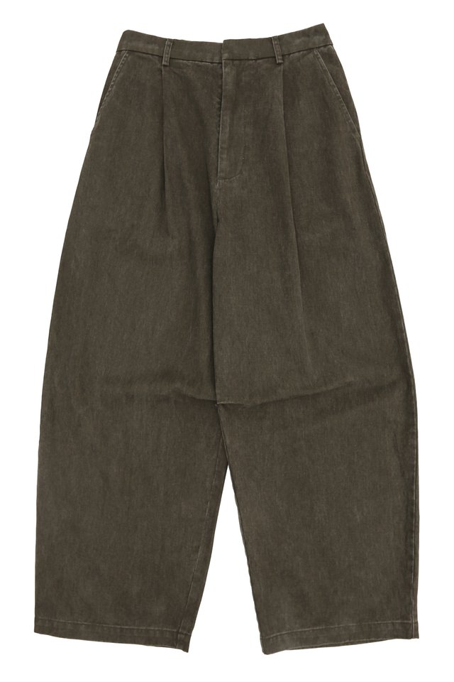 DANTE BRUSHED TWILL CURVE TROUSERS IN WASHED BROWN