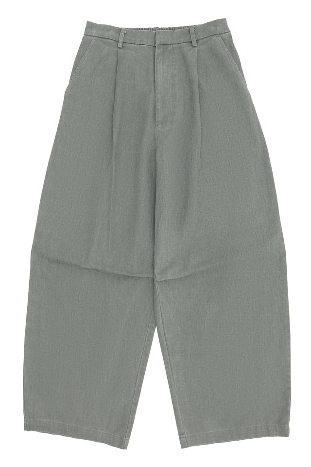 DANTE BRUSHED TWILL CURVE TROUSERS IN WASHED GREY