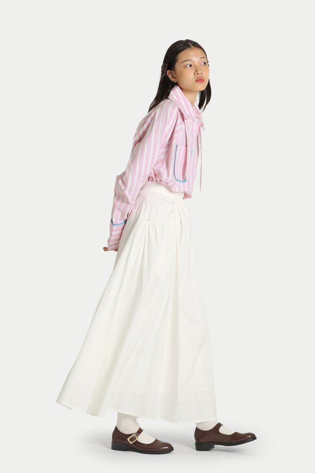 LUNETTE NYLON GATHERED POCKET SKIRT IN WHITE