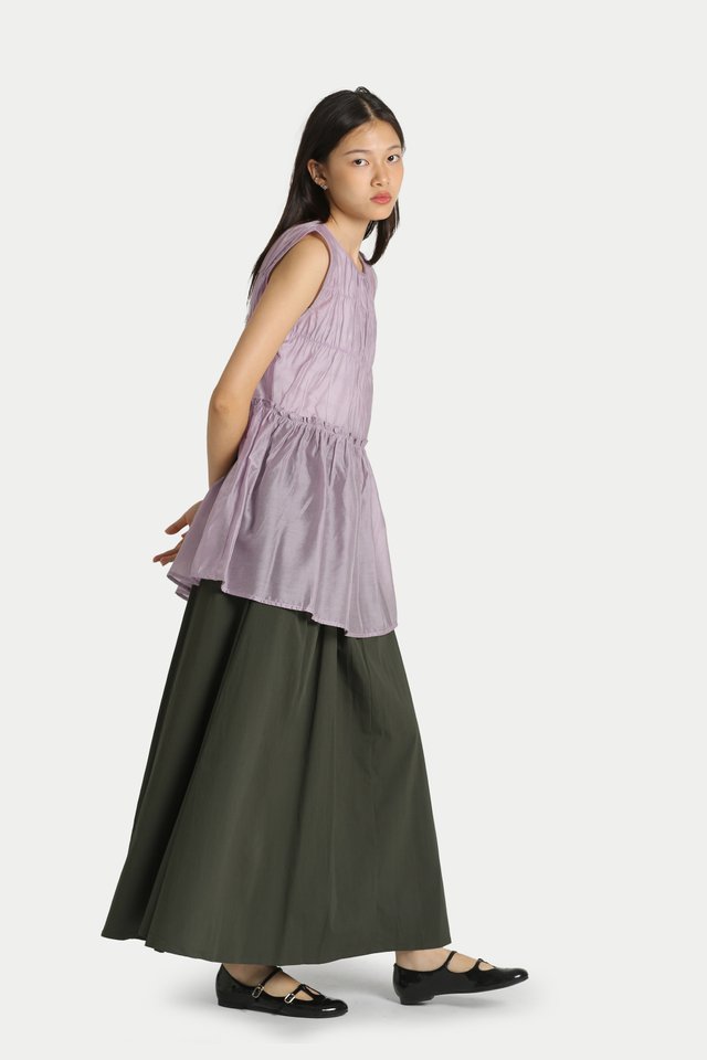 ADORA SHEER FRILL TOP IN LAVENDER