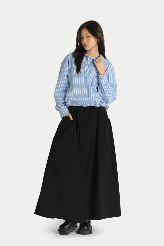LUNETTE NYLON GATHERED POCKET SKIRT IN BLACK