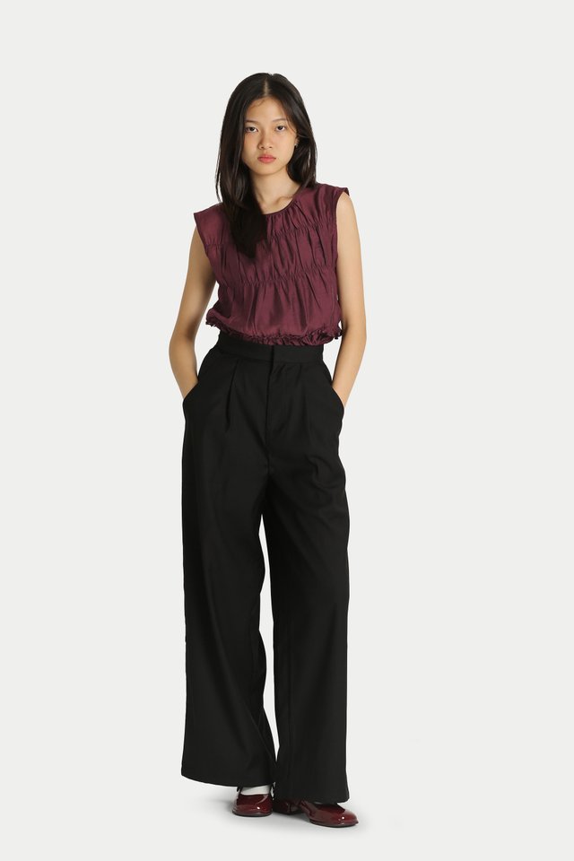 AUDEN PLEATED SUIT PANTS IN BLACK