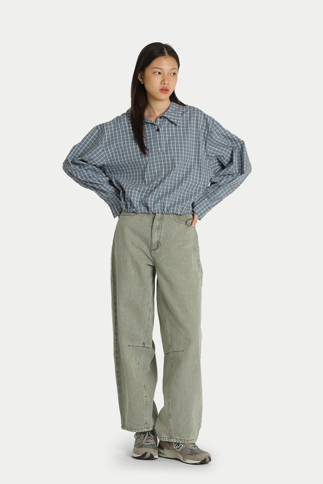 ASHTYN BARREL LEG DENIM JEANS IN STONE WASH