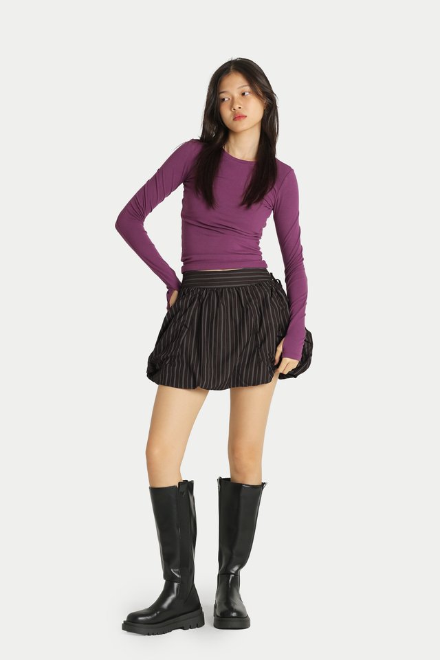 THUMBELINA LONG SLEEVE TOP IN ACAI