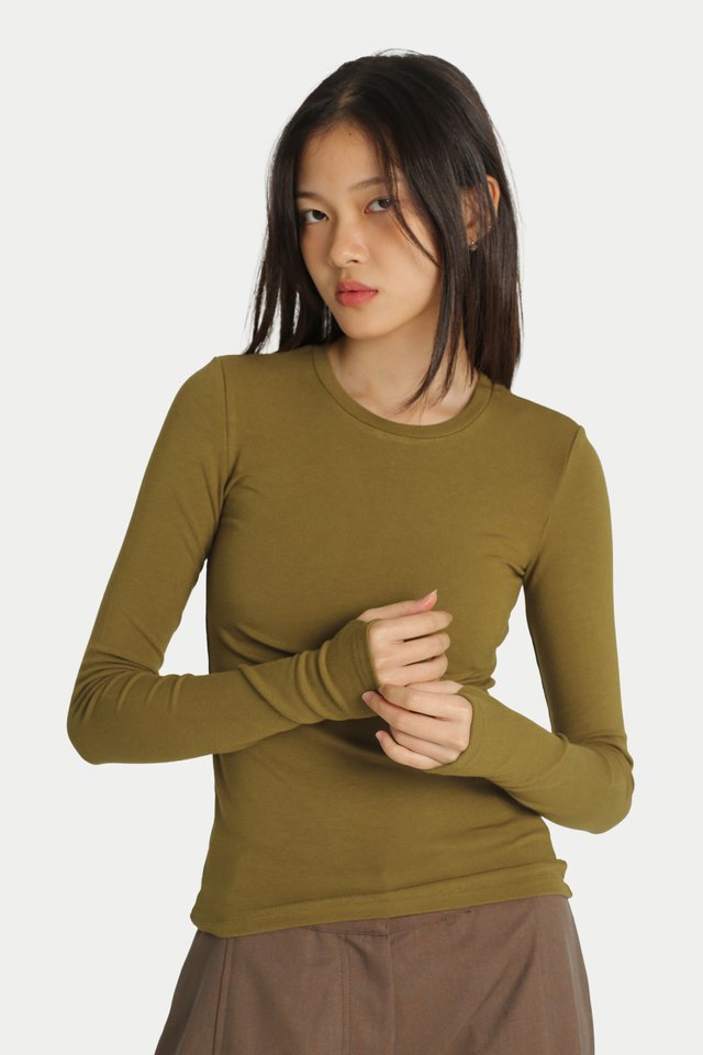 THUMBELINA LONG SLEEVE TOP IN BRONZE