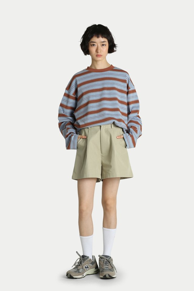 CORINE STRIPE LONG SLEEVE TOP IN DUSK BLUE