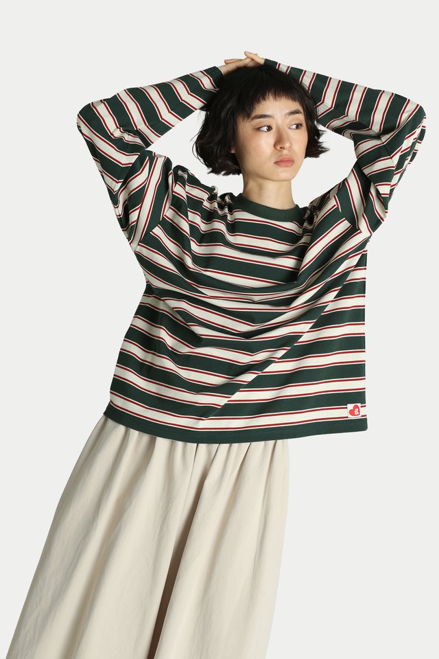 CORINE STRIPE LONG SLEEVE TOP IN FOREST