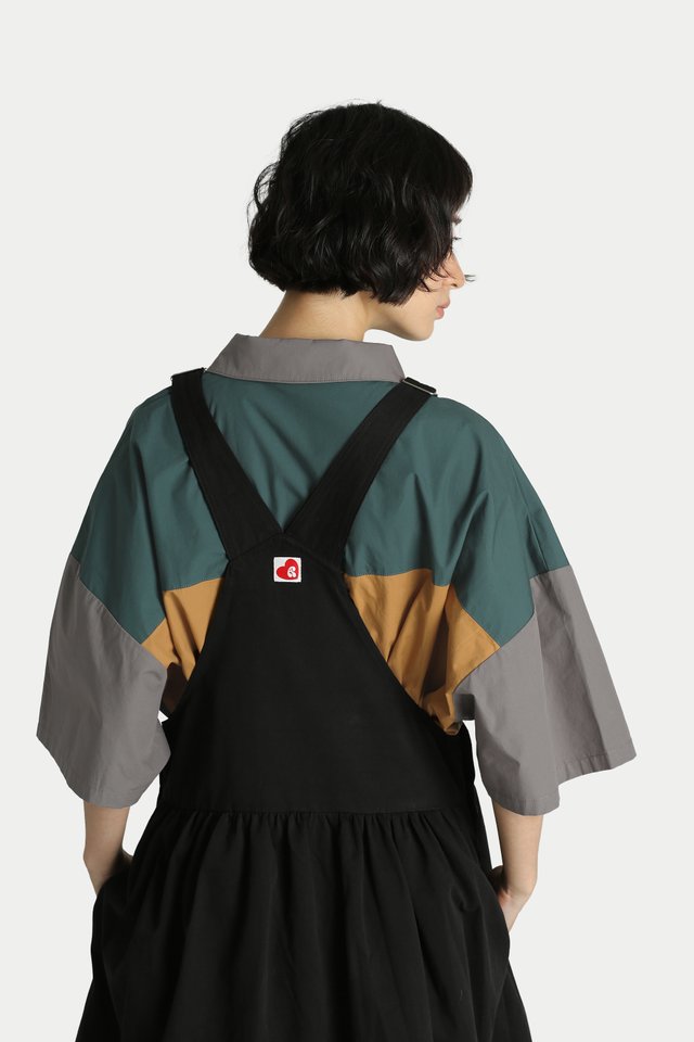 MARLEY TWILL OVERALL DRESS IN BLACK