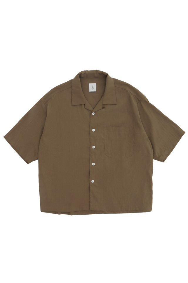MARLON BOXY-FIT CAMP COLLAR SHIRT IN LATTE