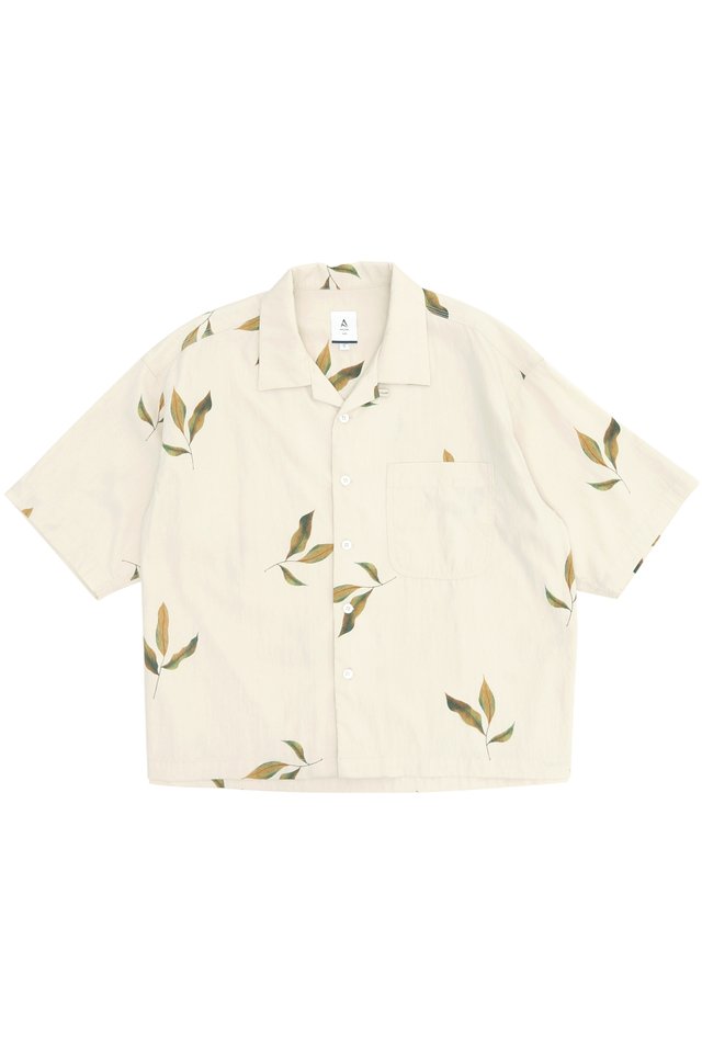 MARLON "LEAFAGE" CAMP COLLAR SHIRT IN CREAM