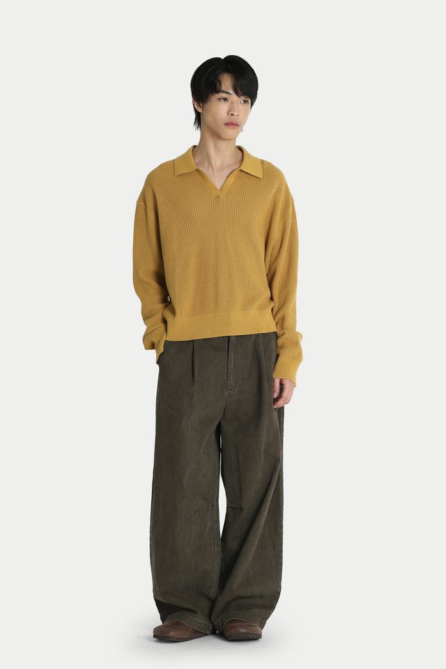 DANTE BRUSHED TWILL CURVE TROUSERS IN WASHED BROWN