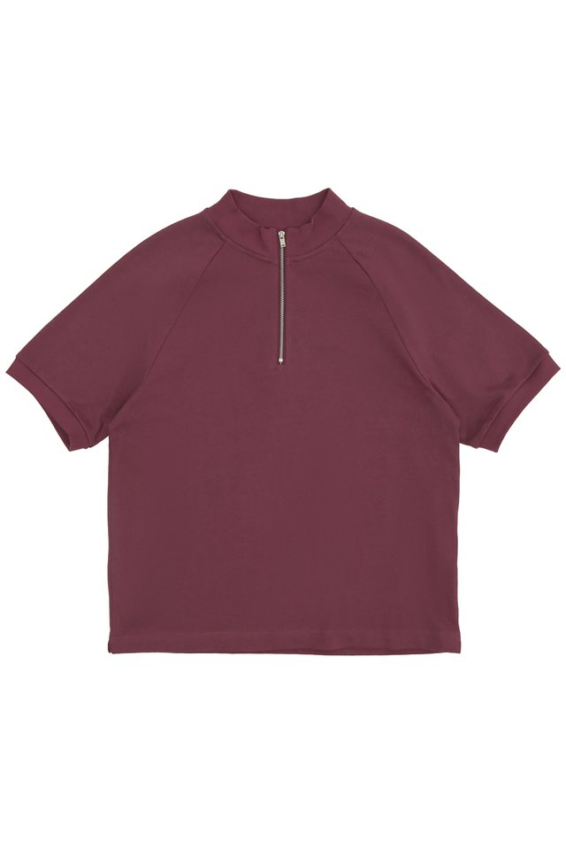 PIETRO HALF-ZIP RAGLAN TOP IN BURGUNDY