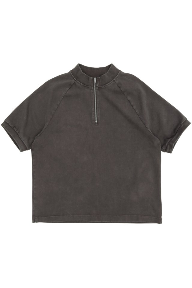 PIETRO HALF-ZIP RAGLAN TOP IN WASHED CHARCOAL