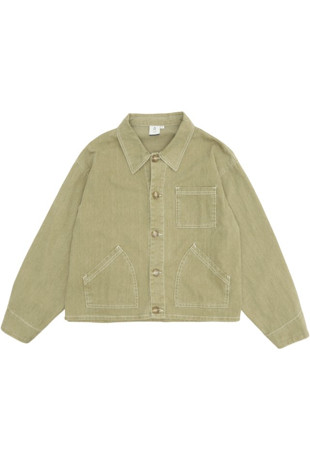RUFUS BRUSHED TWILL BOXY-FIT JACKET IN WASHED OLIVE