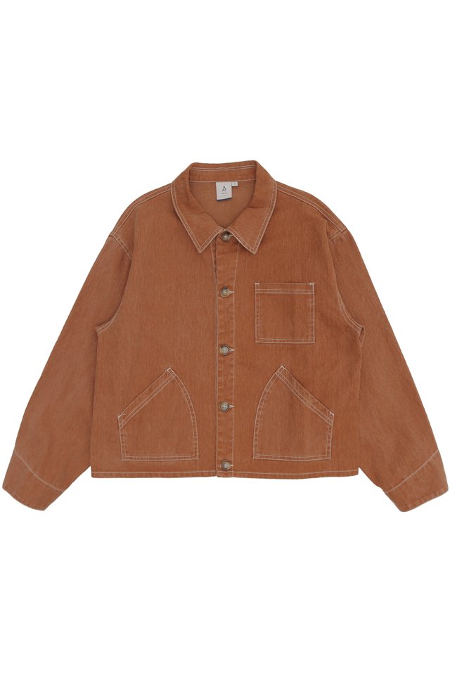 RUFUS BRUSHED TWILL BOXY-FIT JACKET IN WASHED RUST