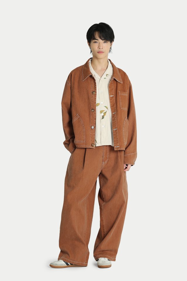 RUFUS BRUSHED TWILL BOXY-FIT JACKET IN WASHED RUST