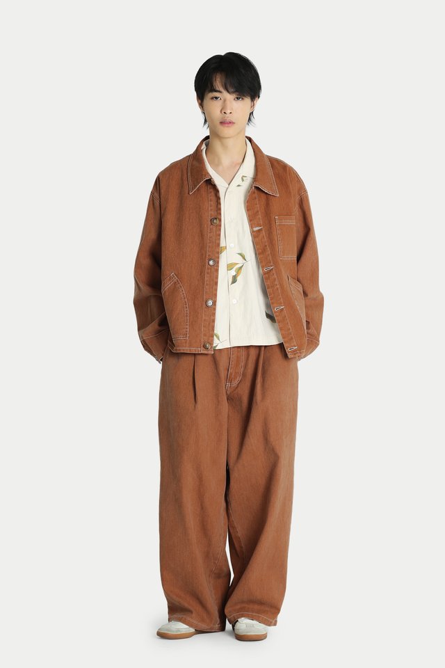 BURKE BRUSHED TWILL CURVE TROUSERS IN WASHED RUST