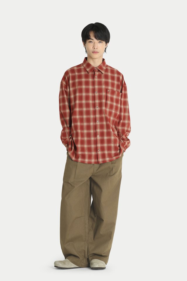 WALT CHECKED POCKET SHIRT IN TERRACOTTA