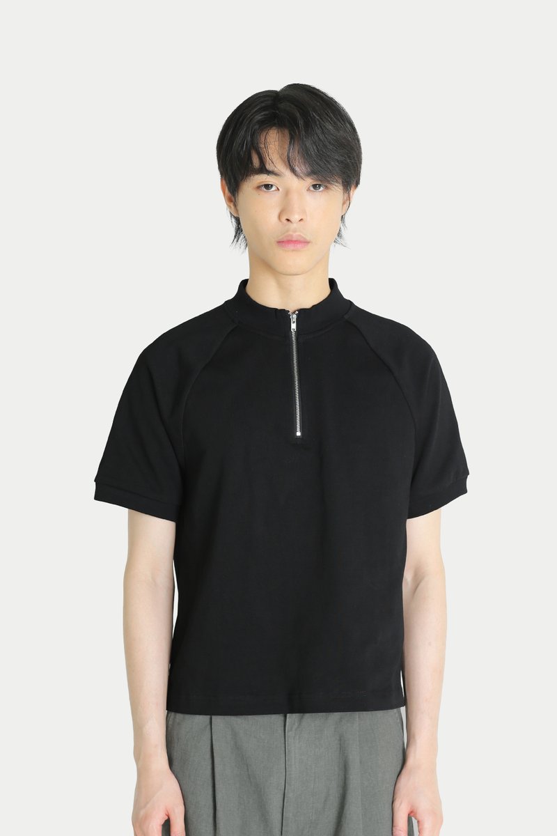 PIETRO HALF-ZIP RAGLAN TOP IN BLACK