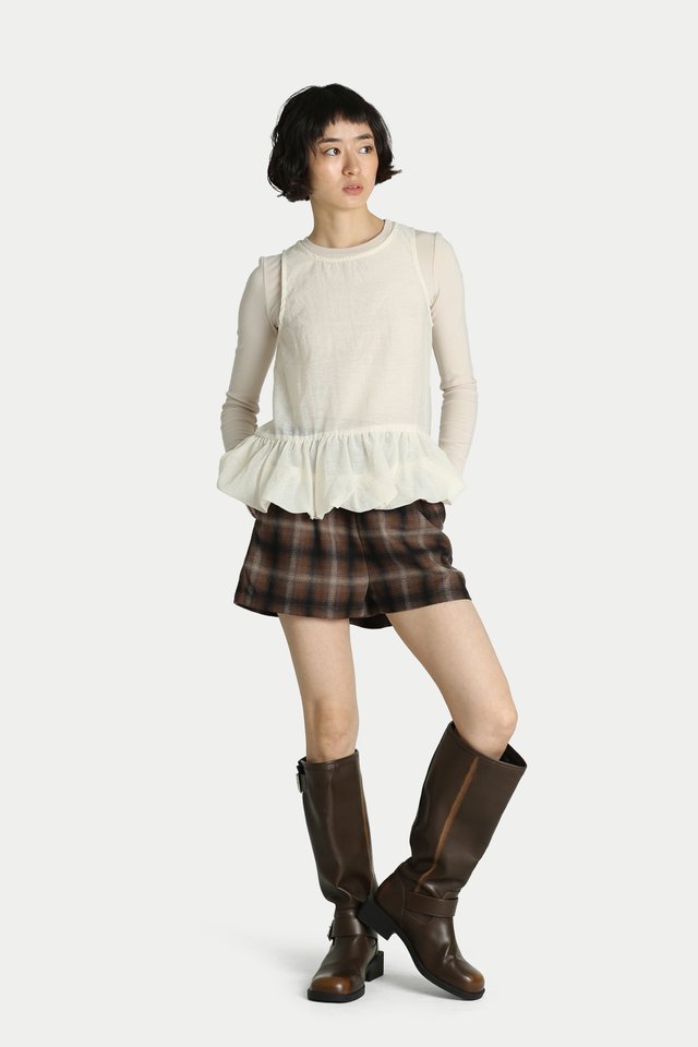 AMELIA SHEER PEPLUM TOP IN WHIPPED CREAM