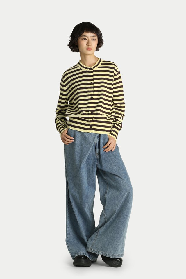 CARLA STRIPE CARDIGAN IN BUTTERSCOTCH