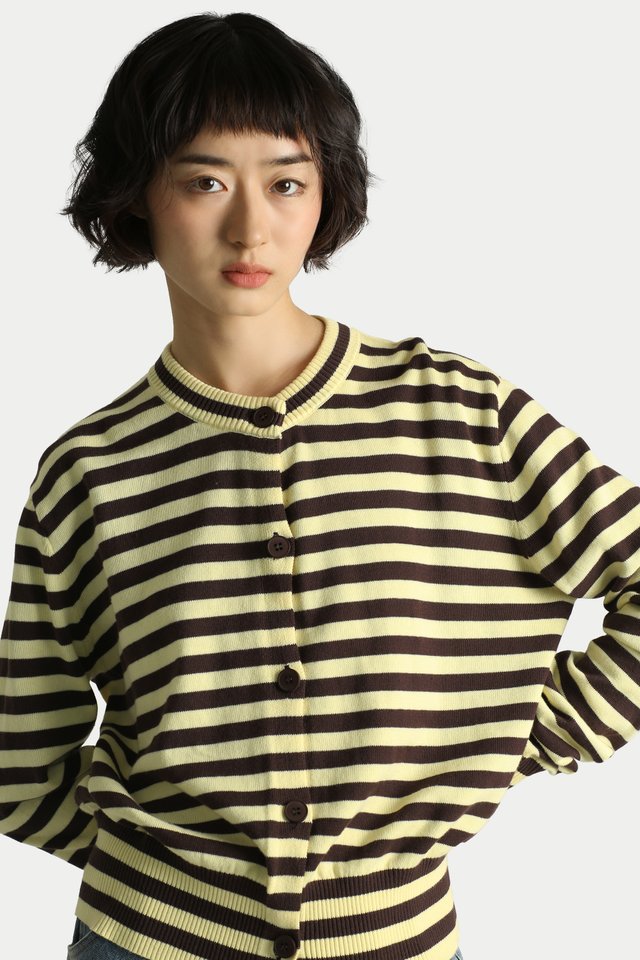 CARLA STRIPE CARDIGAN IN BUTTERSCOTCH