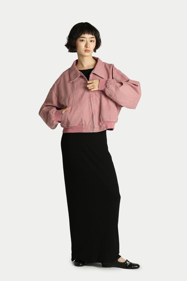 KAILANY CROP BOMBER JACKET IN ROSEWOOD