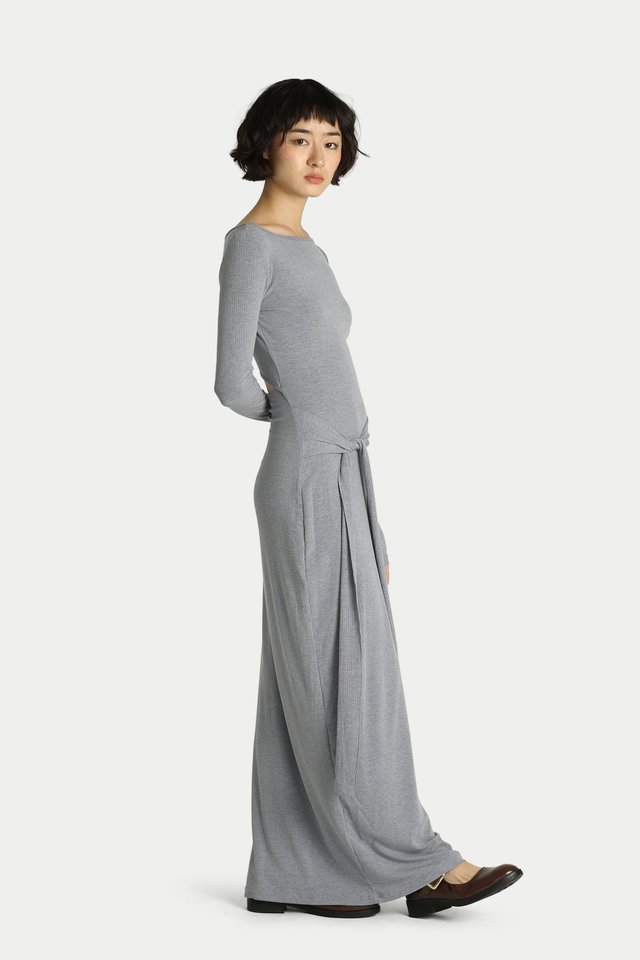 ESTELLA BACK CUT-OUT JERSEY DRESS IN DENIM WASH